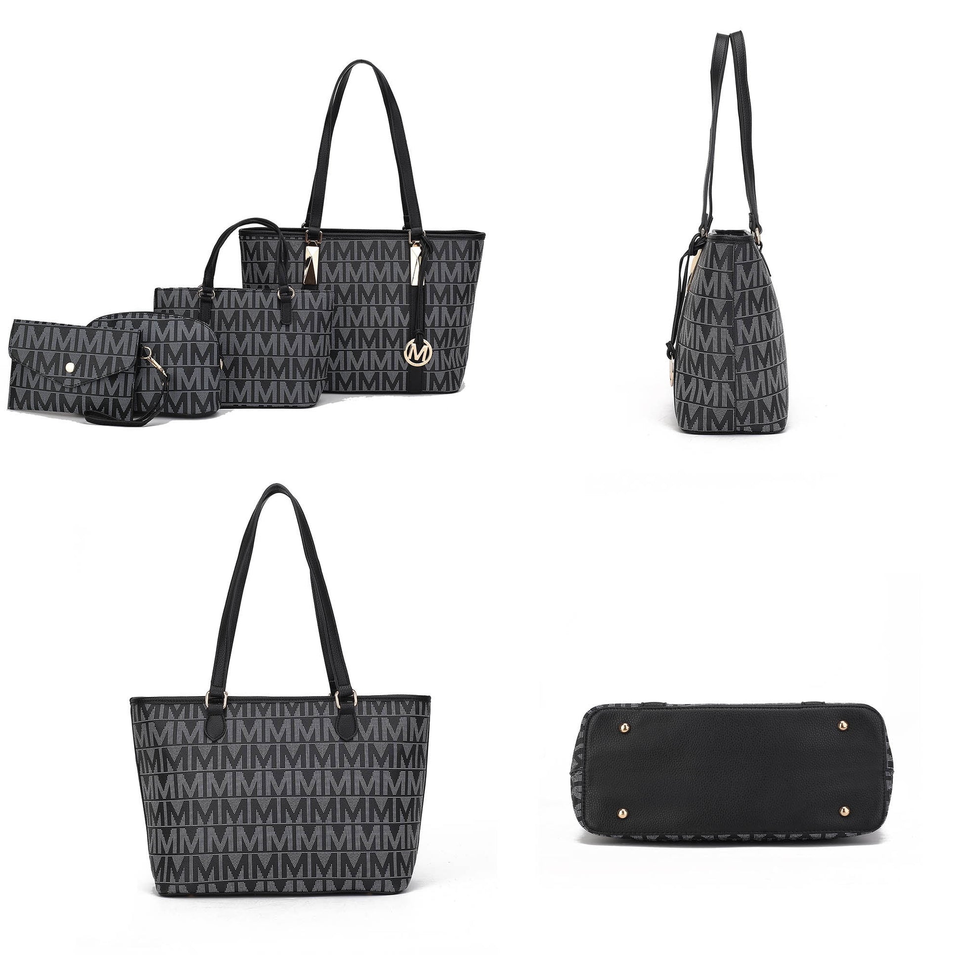 by Mia K. Marimar Women'S Tote Bag with Pouch and Wristlet, Signature 4 Piece Set - White