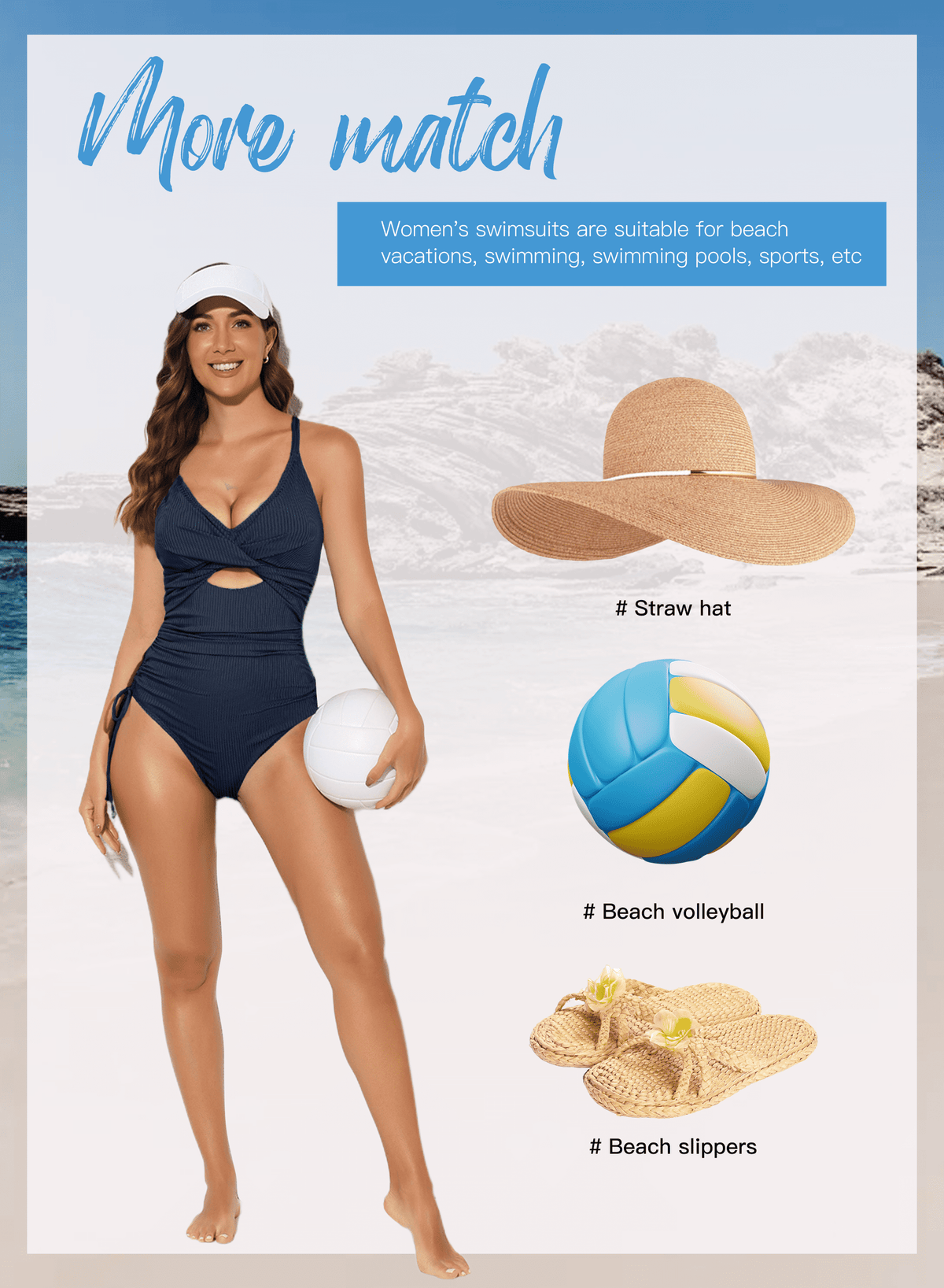 plus Size One Piece Swimsuit Women Ribbed Tummy Control High Cut One Piece Bathing Suit Sexy V Neck Criss Cross Monikini Blue XL