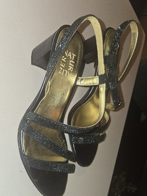 Naturalizer Black Glimmer Strappy Slingback Heels