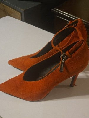 Nine West Rust Suede Pointed-Toe Ankle-Strap Heels