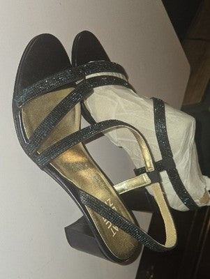 Naturalizer Black Glimmer Strappy Slingback Heels