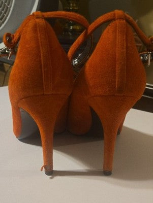 Nine West Rust Suede Pointed-Toe Ankle-Strap Heels