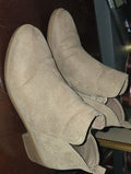 Time and Tru Taupe Suede Ankle Booties with Side Zip