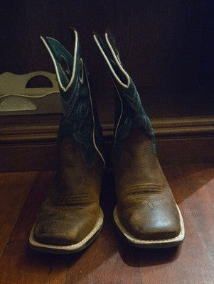 Ariat Kids Brown Leather Boots with Teal Shaft