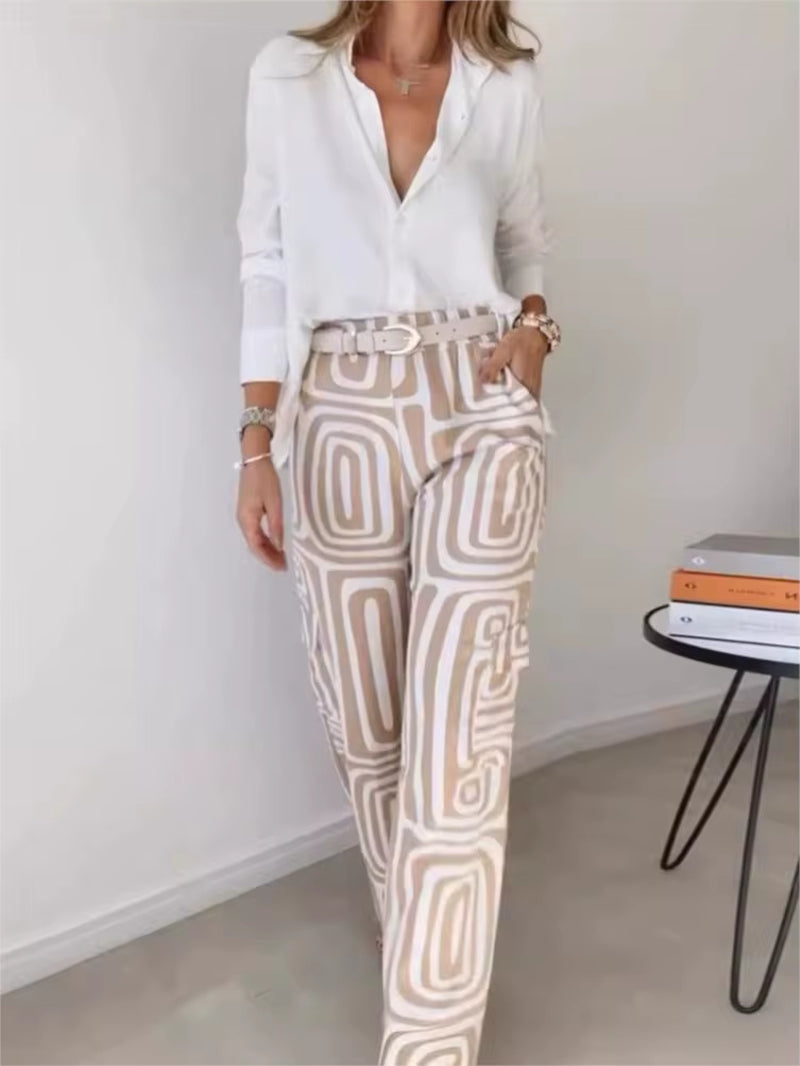 ElleMode™ Printed Two-Piece Set – Effortless Power Dressing for the Modern Woman