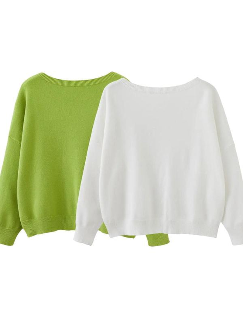 Scoop Neck Knitted Sweater
