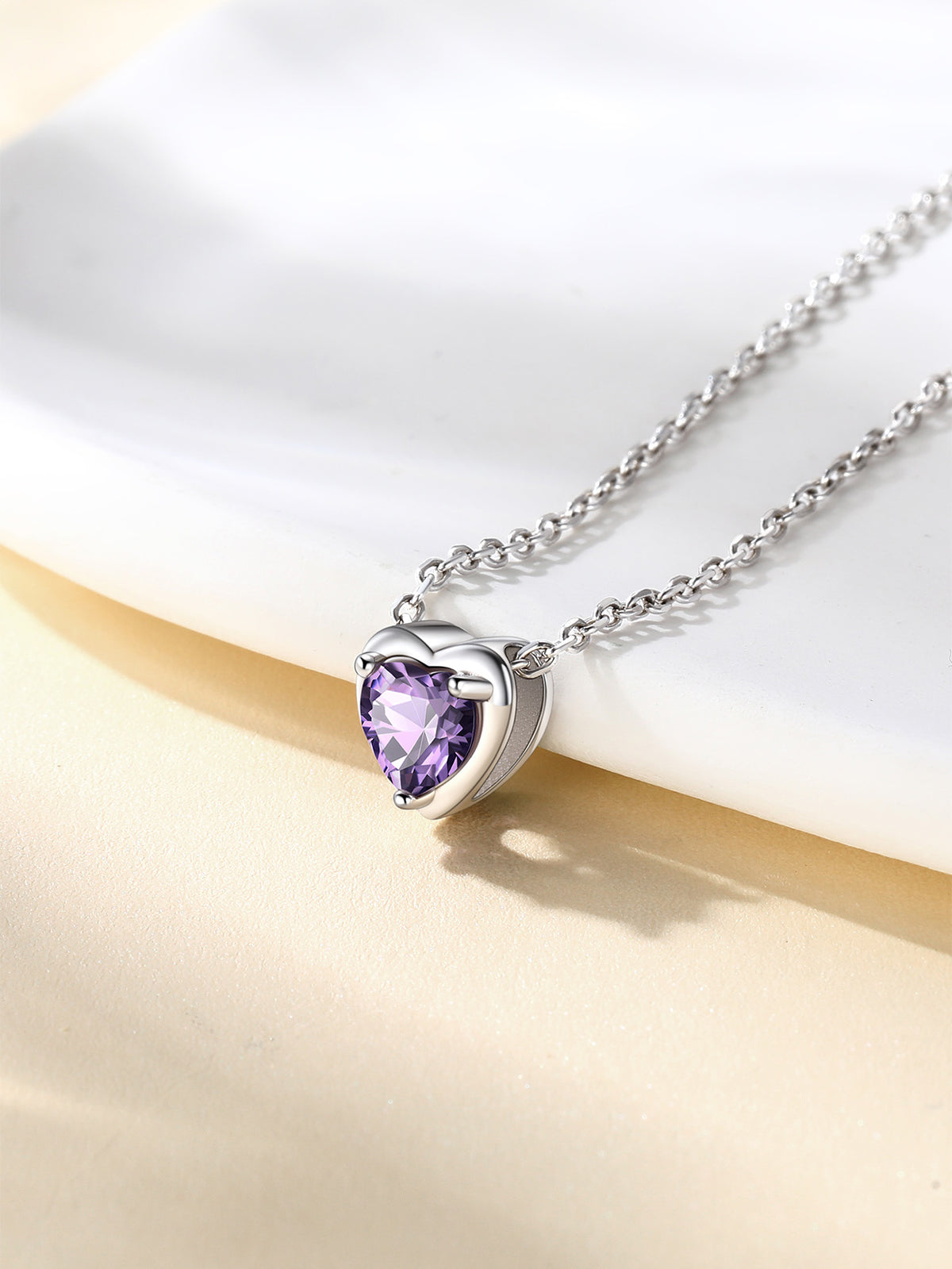 Silver Necklace for Women 925 Sterling Silver Birthstone Love Heart Necklace Birthday Women Gifts