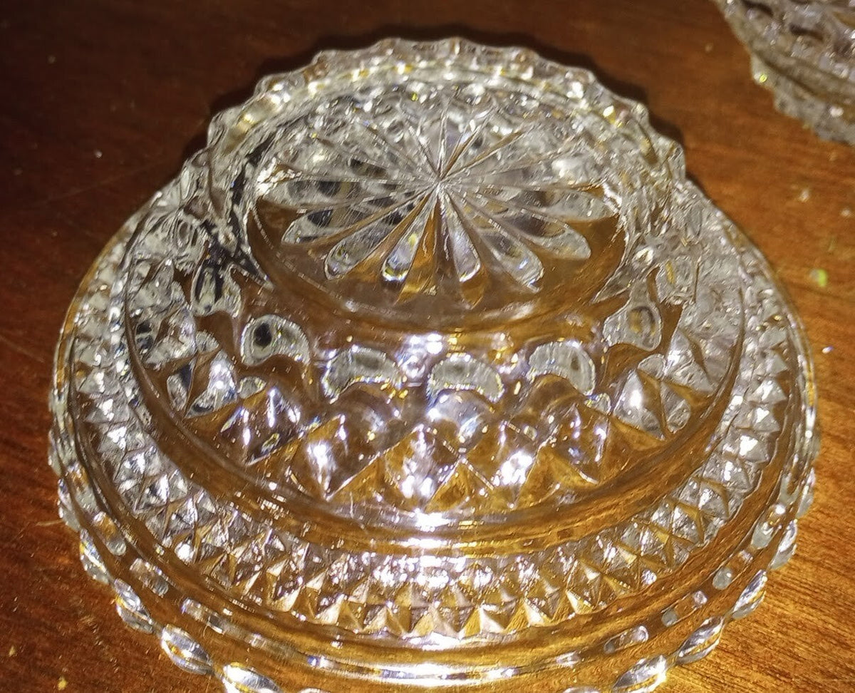 Vintage Etched Carved Glass Small Candy Dish