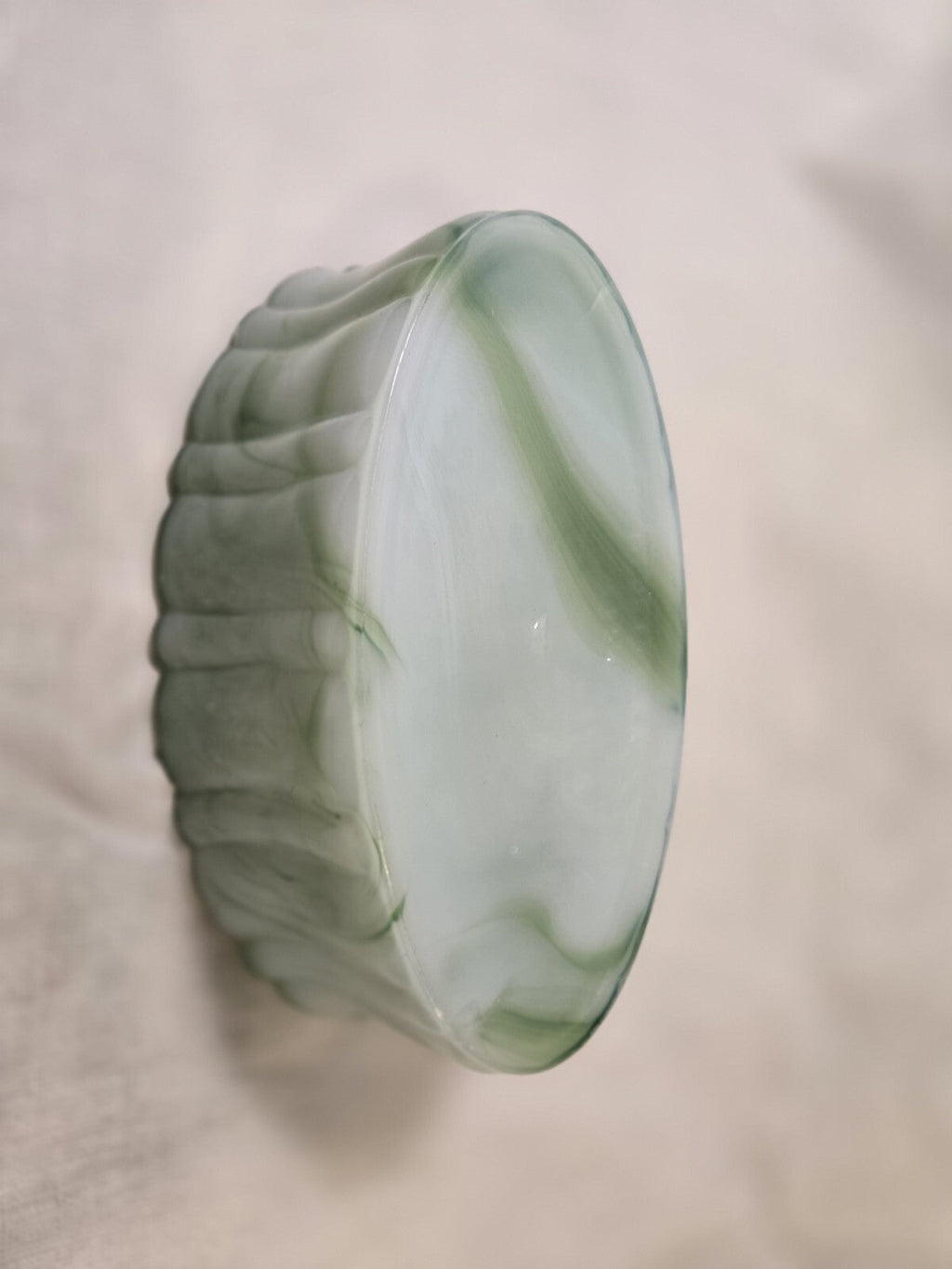 Vintage Akro Agate Green Slag Glass Dish Planter