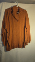 Democracy Asymmetrical Split Neck Knit Sweater in Withered Rose M