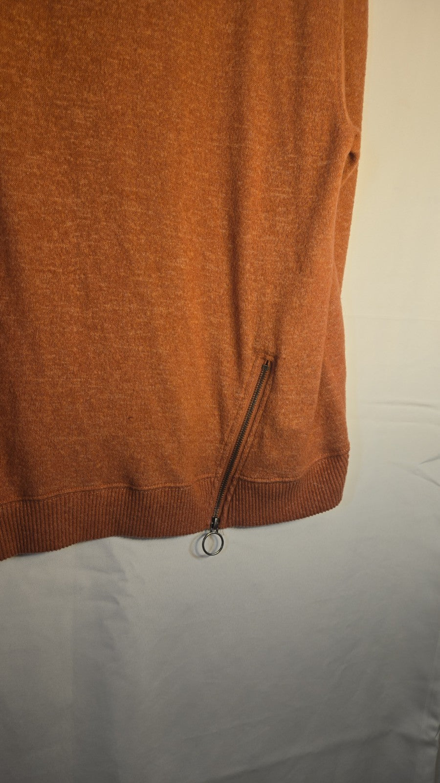 Democracy Asymmetrical Split Neck Knit Sweater in Withered Rose M