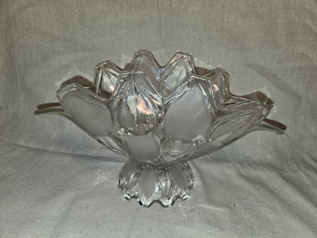 Crystal Industries TOSCANA Clear Frosted Glass Banana Boat Fruit Bowl