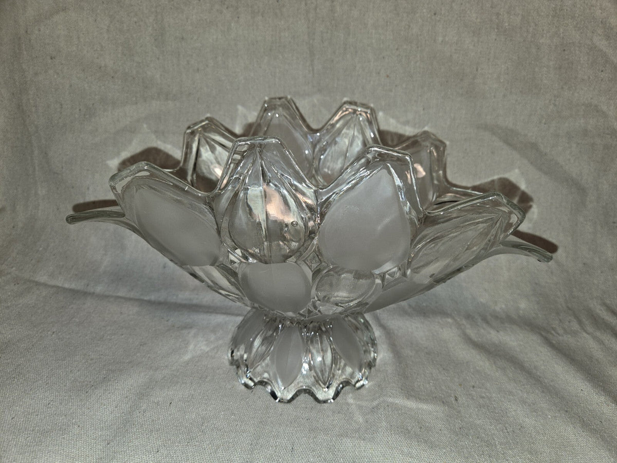 Crystal Industries TOSCANA Clear Frosted Glass Banana Boat Fruit Bowl