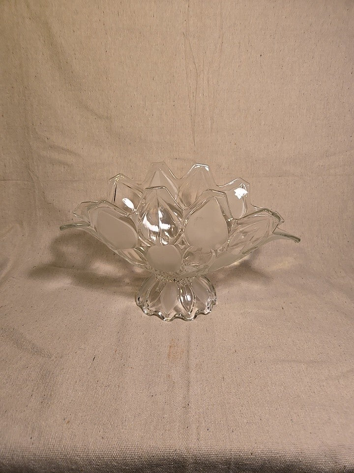 Crystal Industries TOSCANA Clear Frosted Glass Banana Boat Fruit Bowl