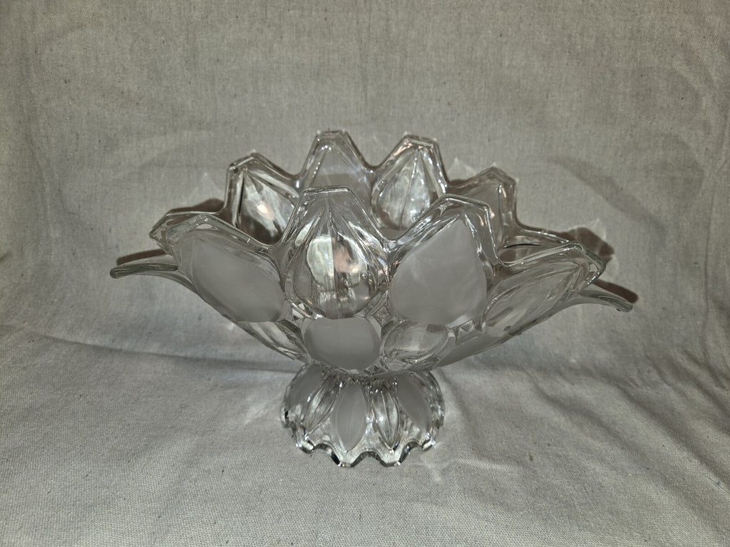 Crystal Industries TOSCANA Clear Frosted Glass Banana Boat Fruit Bowl