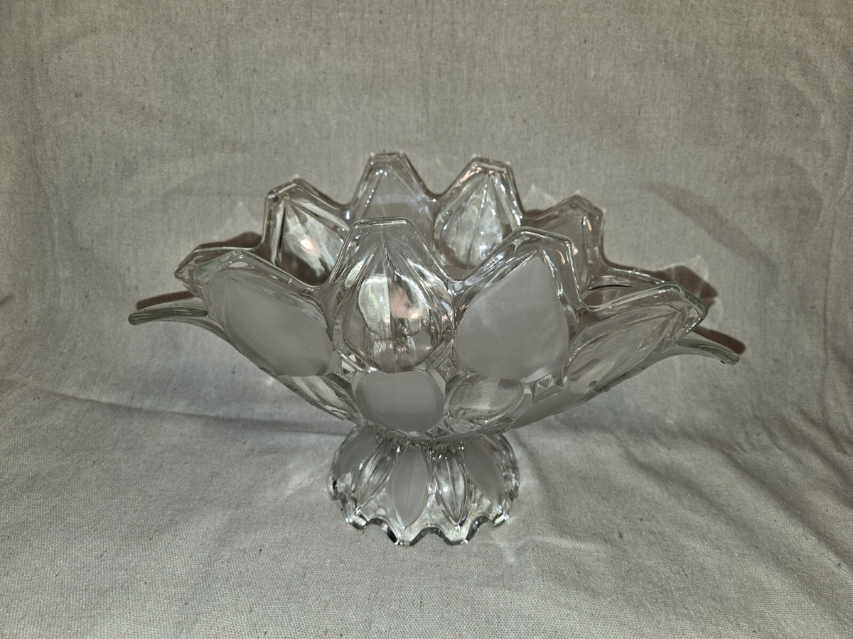 Crystal Industries TOSCANA Clear Frosted Glass Banana Boat Fruit Bowl