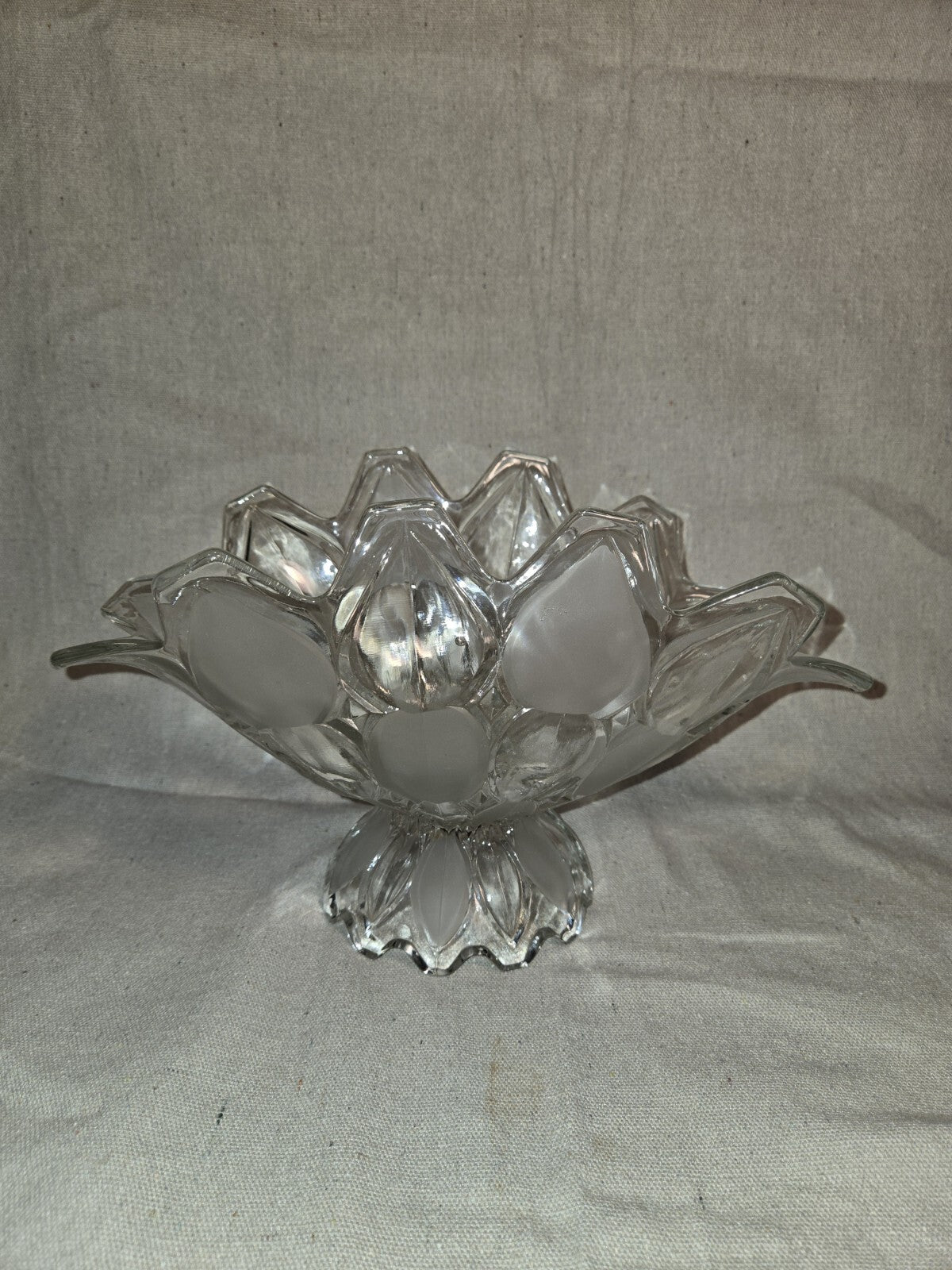 Crystal Industries TOSCANA Clear Frosted Glass Banana Boat Fruit Bowl