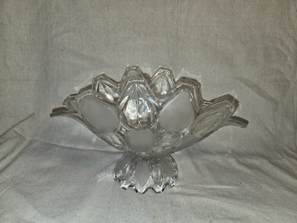 Crystal Industries TOSCANA Clear Frosted Glass Banana Boat Fruit Bowl