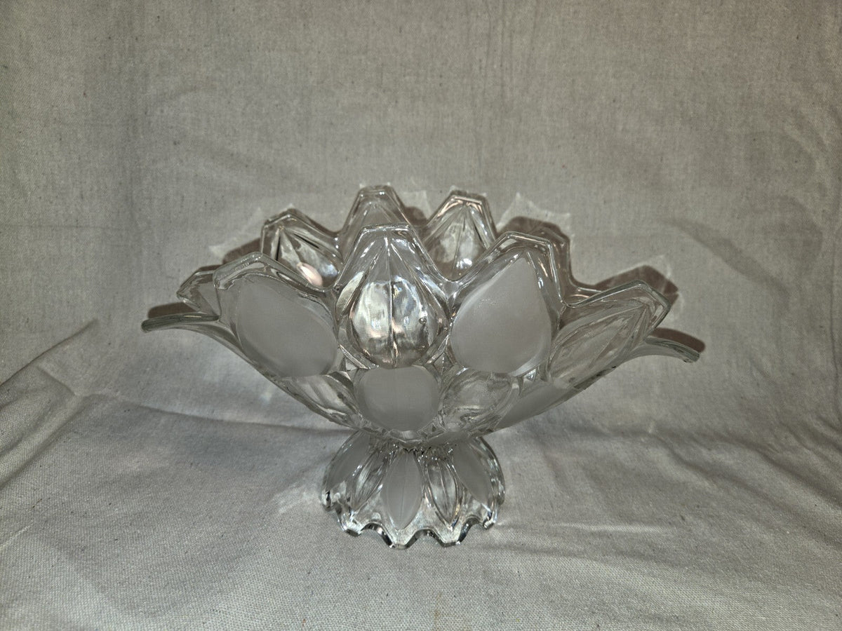 Crystal Industries TOSCANA Clear Frosted Glass Banana Boat Fruit Bowl