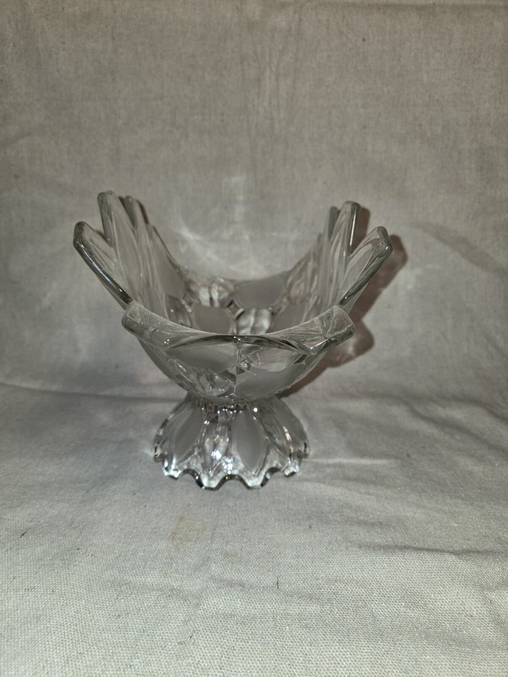 Crystal Industries TOSCANA Clear Frosted Glass Banana Boat Fruit Bowl