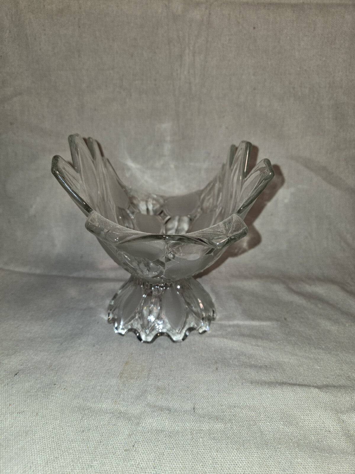 Crystal Industries TOSCANA Clear Frosted Glass Banana Boat Fruit Bowl