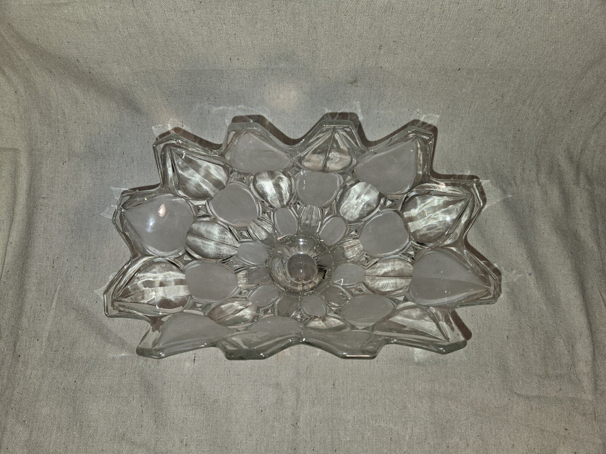 Crystal Industries TOSCANA Clear Frosted Glass Banana Boat Fruit Bowl