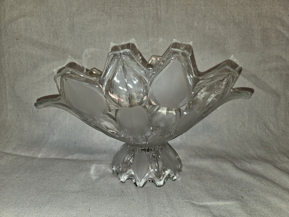 Crystal Industries TOSCANA Clear Frosted Glass Banana Boat Fruit Bowl