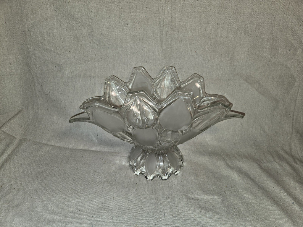 Crystal Industries TOSCANA Clear Frosted Glass Banana Boat Fruit Bowl
