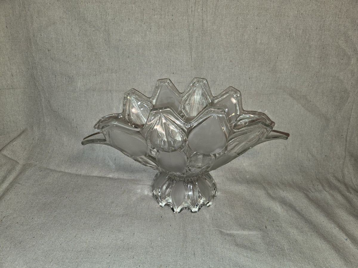 Crystal Industries TOSCANA Clear Frosted Glass Banana Boat Fruit Bowl