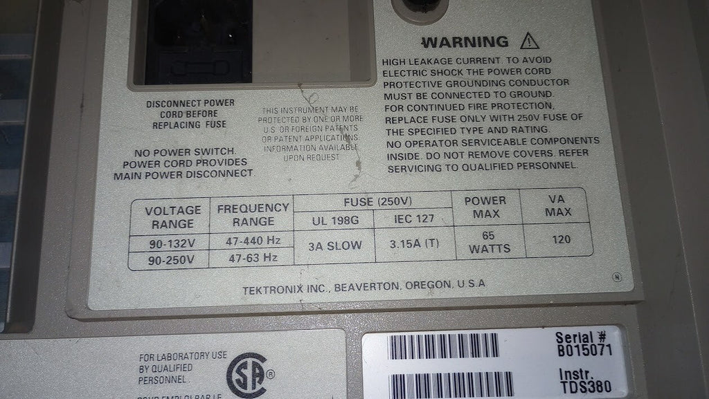 Tektronix TDS380 400 MHz, 2 GS/s Digital Real-Time Oscilloscope