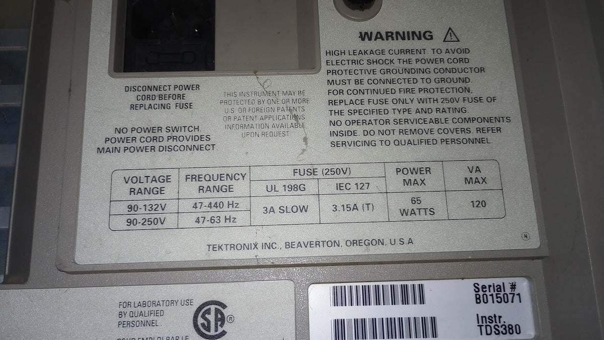 Tektronix TDS380 400 MHz, 2 GS/s Digital Real-Time Oscilloscope