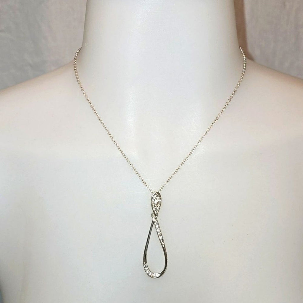 Silvertone Pendant Tear Drop Necklace