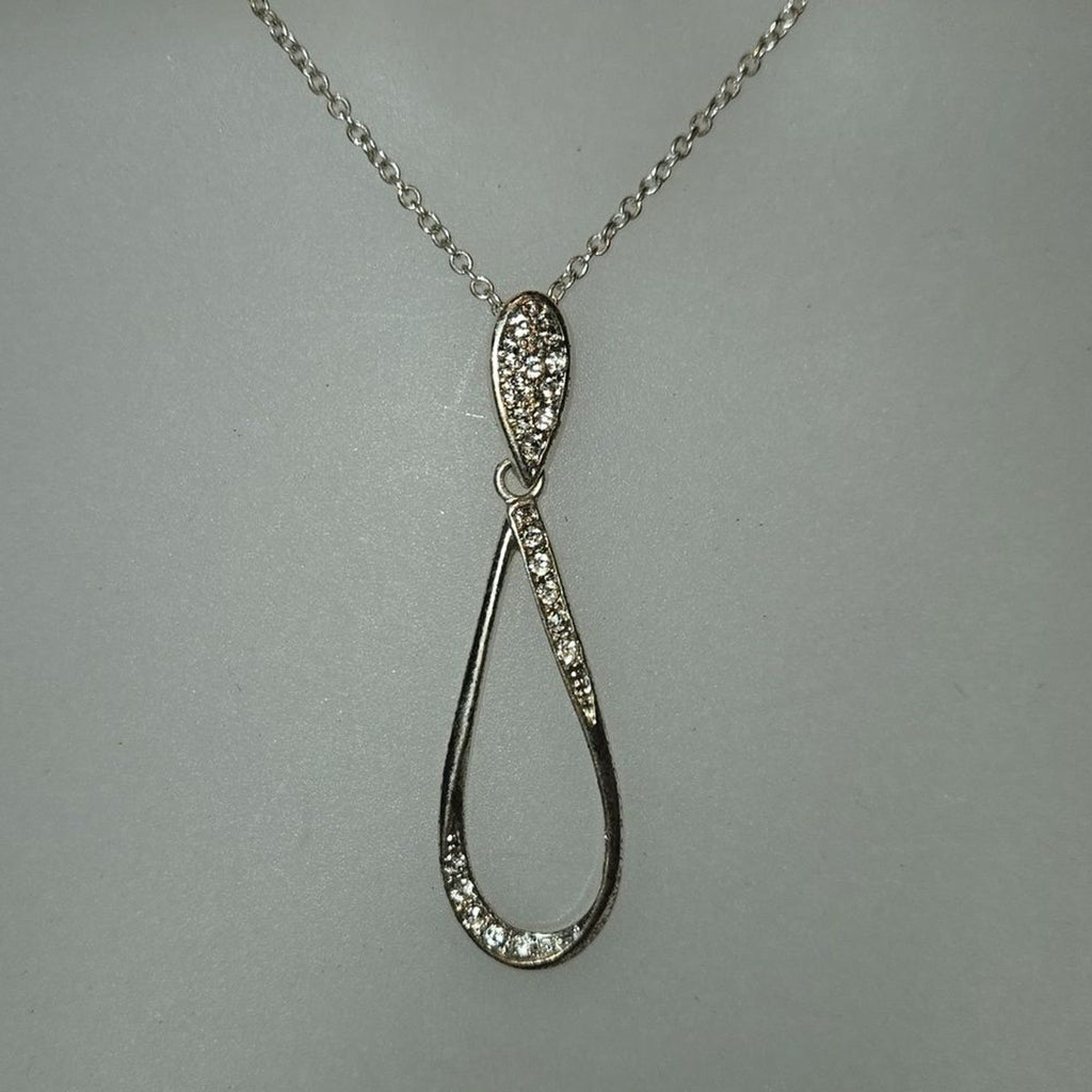 Silvertone Pendant Tear Drop Necklace
