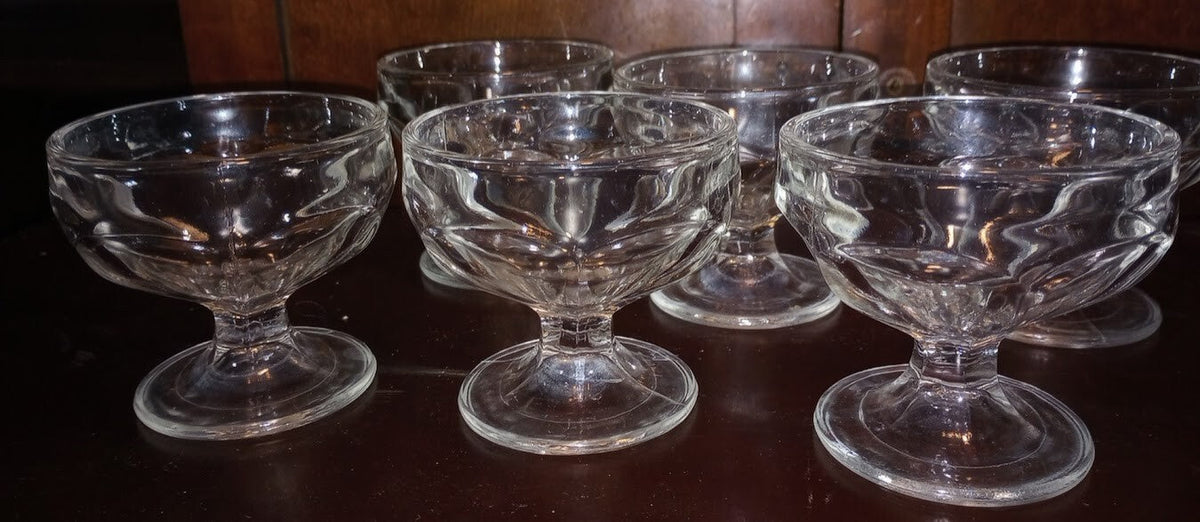vtg pressed glass sherbet ice cream footed pedestal ice cream dishes set of 6
