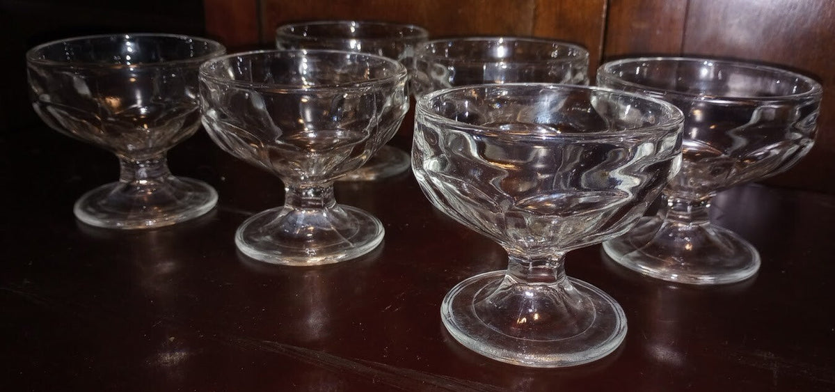 vtg pressed glass sherbet ice cream footed pedestal ice cream dishes set of 6