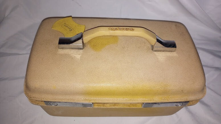 VTG Samsonite Mustard Yellow Make Up Train Case Luggage Suitcase W/ Mirror