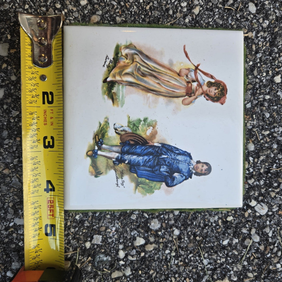 Ceramic Art Decorated VICTORIAN COUPLE 4.5"x 4.5" Trivet Tile
