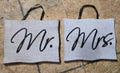Wooden Mr And Mrs Signs For Chairs Wedding Photo Prop 8 X 10 Each Black & White
