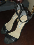 Nina Black Sequin Ankle-Strap Heels