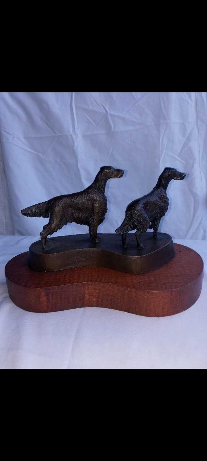 Antique copper brass dog statue