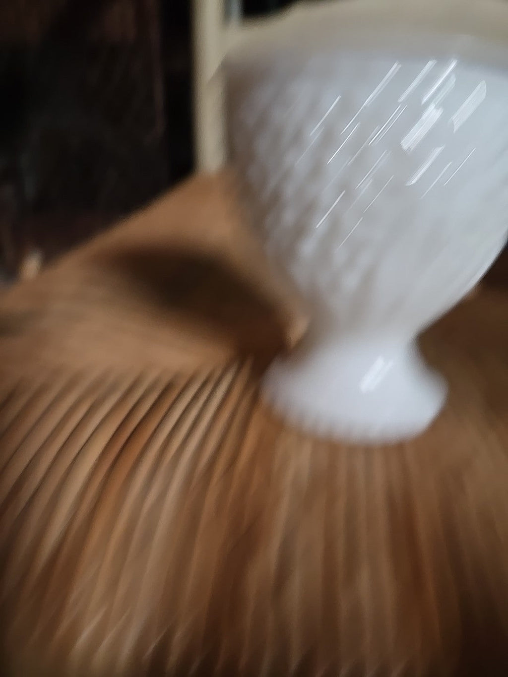 Anchor Hocking White Footed Goblet with Grape & Leaf Design
