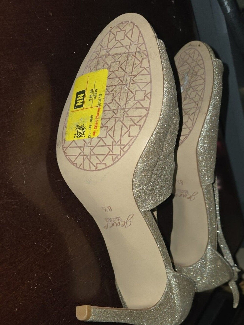 Jewel Badgley Mischka Gold Glitter Strap Stiletto Heels