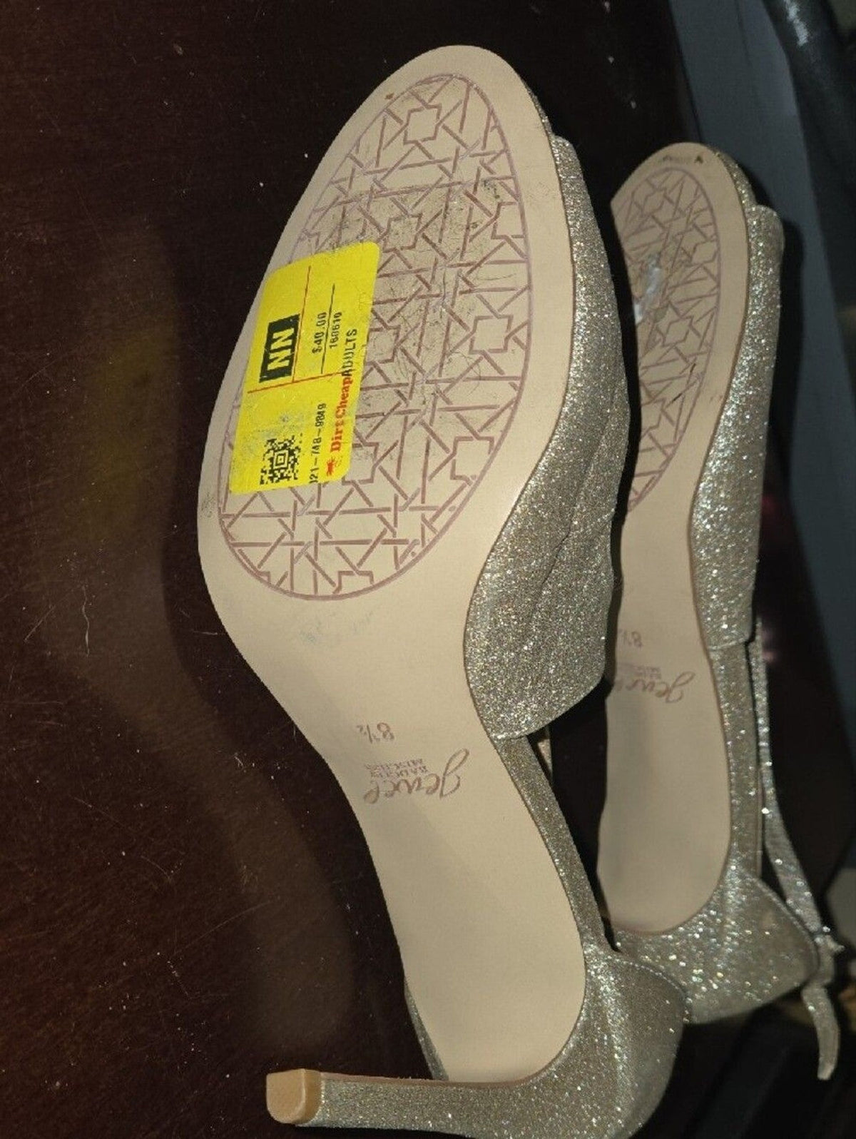 Jewel Badgley Mischka Gold Glitter Strap Stiletto Heels