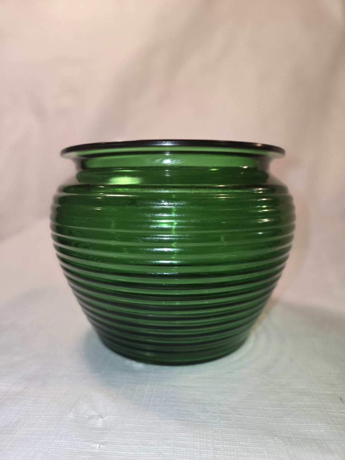 Vintage Tobacco Humidor Jar Green Depression Glass National Pottery Cleveland OH