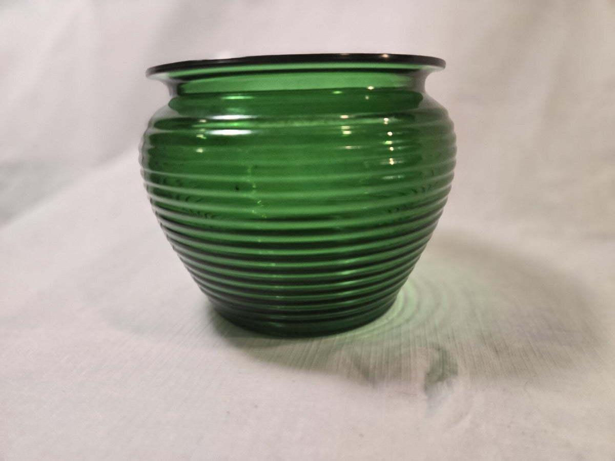 Vintage Tobacco Humidor Jar Green Depression Glass National Pottery Cleveland OH