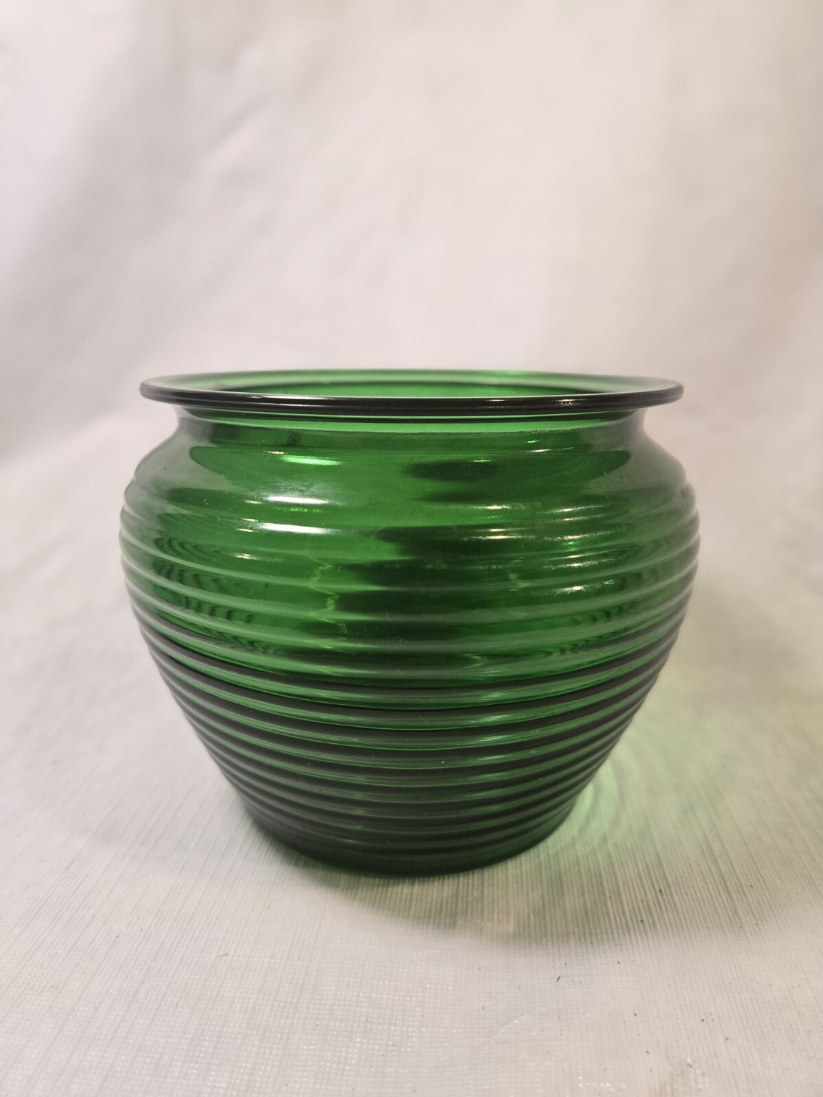 Vintage Tobacco Humidor Jar Green Depression Glass National Pottery Cleveland OH