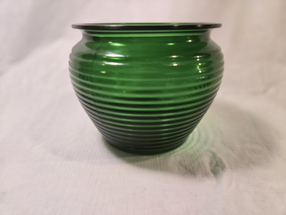 Vintage Tobacco Humidor Jar Green Depression Glass National Pottery Cleveland OH