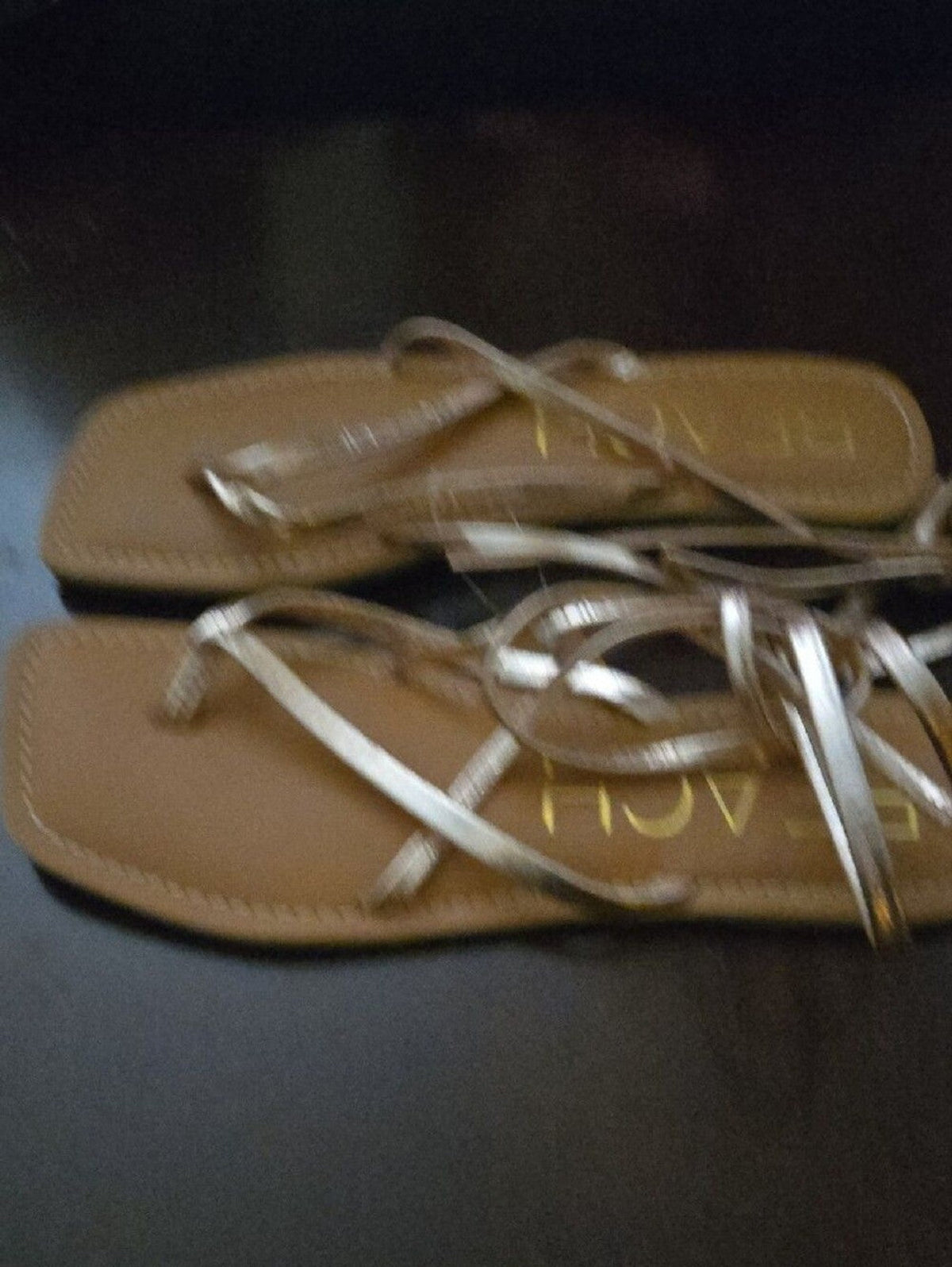 BEACH Rose Gold Wrap Tie Flat Sandals