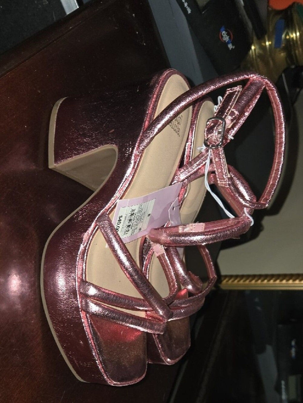 wild fable Rose Metallic Strappy Block Heel Sandals
