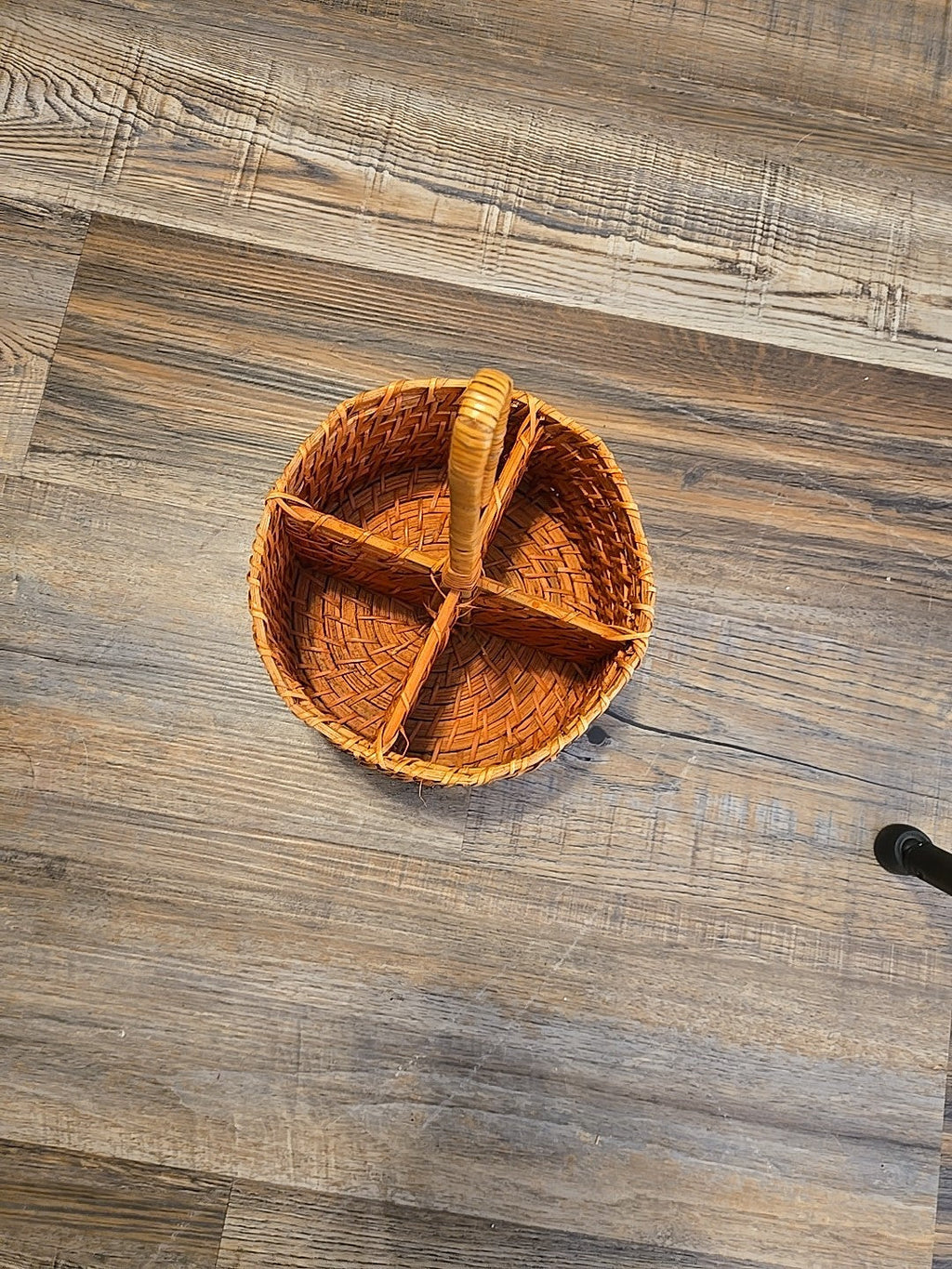 Handwoven Round Orange Rattan Flatware Caddy Natural